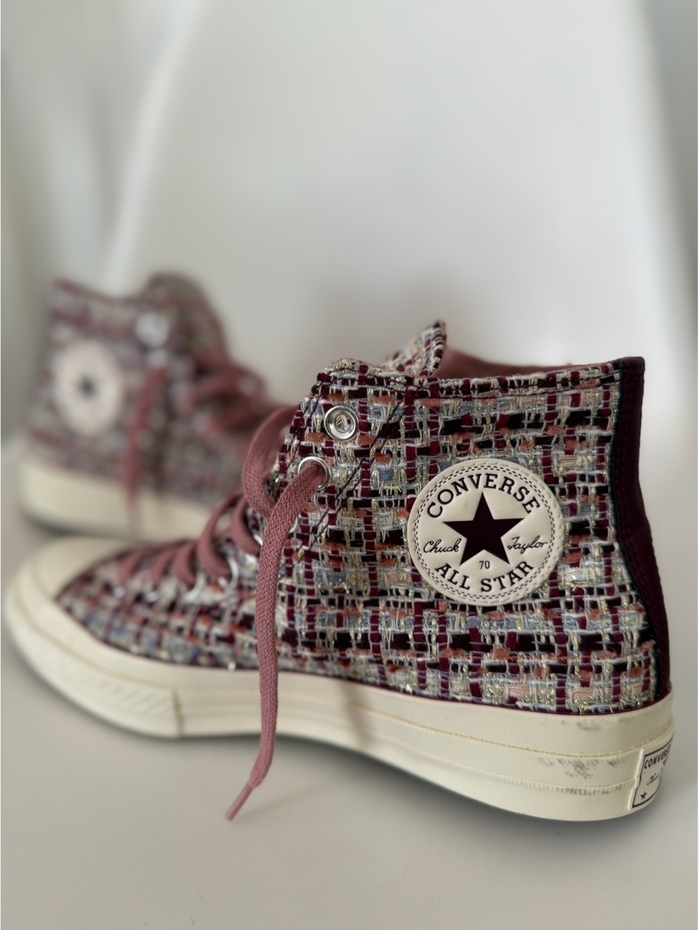 Converse Chuck Taylor All Star high top tweed sneakers pink - Picture 8 of 9
